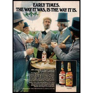 1982 Early Times Kentucky Bourbon Vintage Print Ad Hot Air Balloon Michigan Art